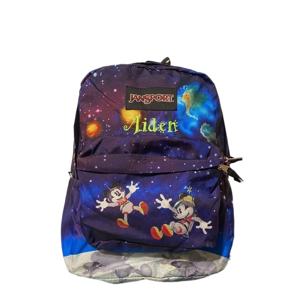 Jansport Disney Backpack Mickey Cosmic Theme Canvas Shoulder Straps 15x13x5 Nice - Picture 12 of 12